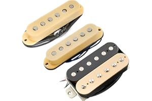 Musiclily Pro ST-60SE Alnico 5 Staggered Pastillas Single Coil y Humbucker HSS Mástil Medio Puente Pickups Set para Guitarra Eléctrica tipo Strat, Zebra