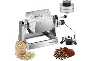 ‎HUANYU Huanyu Kaffeeröster mit Kaffeebohnenkühler 500g Kapazität Kaffeeröster Maschine Edelstahl Elektrischer Kaffeebohnenröster Multifunktionaler Röster für Erdnüsse und Körner