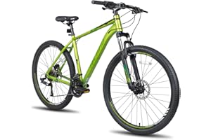 HILAND Mountain Bike 27,5 Pollici per Uomo e Donna con Telaio in Alluminio, Bicicletta da Montagna con Cambio 27 Velocità, Freno a Disco e Forcella Ammortizzata Lock-Out, MTB Grigio e Blu/Verde/Nero