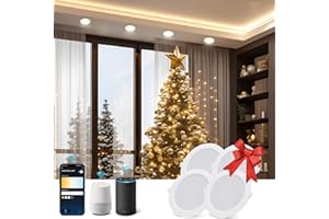 Aigostar 18 W inteligente Downlight LED, 4 Pack Luces para Alexa de 1765 LM Wi-Fi, Focos LED empotrada compatible con Alexa y Google Home, Regulable de luz cálida a blanca 3000-6500K, Φ190-200 mm
