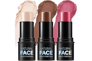 CHICNANA Contour Highlighter Blush Sticks, 3Pcs Contour Stick Set Long Lasting Cream Contour Stick Waterproof Highlighter Makeup Stick Blush Stick Bronzer Wand For Cheeks & Lips Makeup Set Gift (1+5+6, 3pcs)