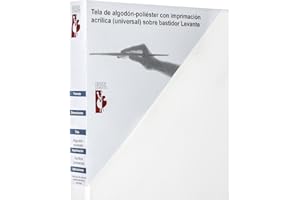 Lienzos Levante Lienzo de Algodón en Blanco, Listones 46x17 mm, Imprimación Acrílica, 162x97 cm 100M