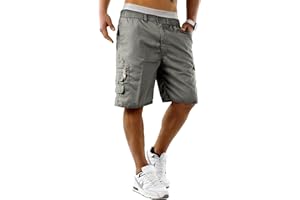 Sians Fashions Mens Cargo Combat Shorts with Multi Pockets Elasticated Waist Small to 5XL