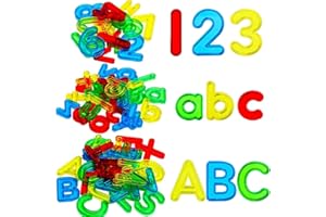 GW Box 67Pcs Plastic Practice Set Transparent Letters Alphabet Letters and Numbers Include Uppercase Letters Lowercase Letters and Numbers Colorful for Counting and Spelling