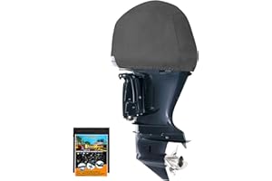 AXPQHL Demi-Housse de Moteur Hors-Bord,Demi-Couvercle de Moteur Hors-Bord,600D imperméable en Tissu Oxford résistant aux UV Demi-Couvercle De Housse Moteur Bateau, gris150-225HP