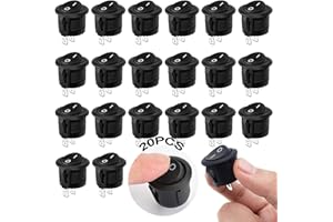 YSTJKD Interruptor Basculante Redondo 20 Pcs Interruptor Encendido y Apagado Redondo Botón Interruptor Basculante Interruptor Basculante Negro 2 Polos Para Coche Barco Camión Electrodomésticos