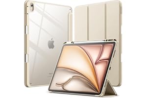 JETech Etui dla iPad Air 13 Cala M3/M2 (2025/2024) z Pencil Uchwyt, Przejaśniać Przezroczyste Tylna Skorupa Smukłą Podstawkę Odporny na Wstrząsy Osłoną Tabletu (Księżycowa Poświata)