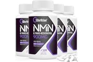 GLORFKTION Trans-Resveratrol & NAD+ 900mg, Enhanced with Black Pepper for Max Absorption, 120 Fast-Acting Lozenges for 4 Month Supply (120 Count (Pack of 4))