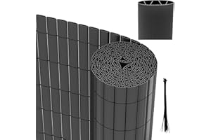 Jopassy PVC Sichtschutzmatte, Anthrazit, Stabil Sichtschutzzaun mit Kabelbindern, Sichtschutz Wetterfest, 80 x 300 cm, Verstärkte Lamellen, Verstärkt Starke Privatsphäre für Garten Balkon Terrasse