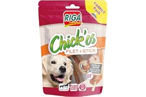 Riga - Chick'Os Filet + Stick - Friandise pour Chien Riche en Filet de Poulet et en Protéines - Sticks à Mâcher pour Entretenir la Dentition - Family Pack de 300g