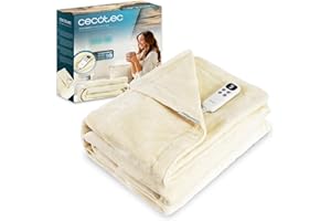 Cecotec Manta Eléctrica 200x180cm HeatConfort Calma (200 x 180). 130W, 10 Niveles de Temperatura Ajustables, Controlador LCD Extraíble, Temporizador con Apagado Automático, PTC+ Tecnología NTC