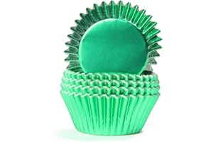 Miss Bakery's House® Pirottini di carta - lamina - Ø 50 mm x 30 mm - verde - 50 pezzi - Stampi di carta per cupcake e muffin