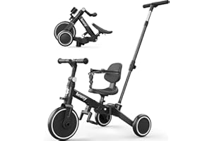 besrey Toddler Bike with Parent-Controlled Push Handle for 1-3 Years Old Girls and Boys, Foldable Kids Push Tricycle, Toddler Tricycle with Removable Pedals, Height Adjustable Seat