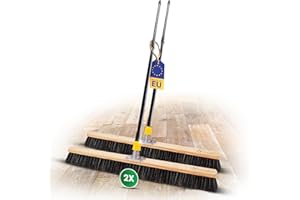 ‎NOVALIV Novaliv 2X Kehrbesen mit Rosshaarmischung I 80 cm mit Teleskopstiel I Feinstaubbesen Werkstattbesen Kehrbesen Hofbesen