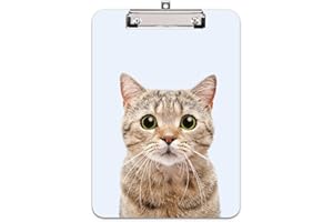 Hnogri porte bloc a4 avec pince, Plastique dur, Clipboard A4 dessin de mode, Planchettes à pince et porte-formulaires, 32CM x22CM, Chat mignon