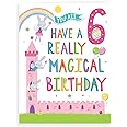 Regal Cards Girl Age 6 Have A Magical Birthday Card - Rabbit in Castle,green|grey|yellow|pink,230 x 160mm