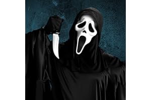 Atuoxing Maska dla dorosłych, maska na Halloween, lateksowa, krzyk, maska horroru, maska na imprezę, horror, maska na całą głowę