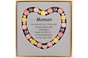 Lueaurra Cadeau Fete des Meres Cadeau pour Maman Bracelet Pierres Naturelles Femme Original Cadeaux Noel Maman Cadeau Anniversaire Bracelet