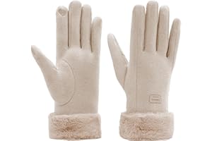 BAVATEE Gants Femme Hiver, Gant Tactile Femme avec Doux Doublure épaisse, Gant Chaud, Gants élégants Thermique pour La Conduite, La Course à Pied, Les Activités de Plein Air