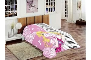 ‎TEPPICH-TRAUM Teppich-Traum Decke Kinderdecke Spieldecke Kuscheldecke Wohndecke Prinzessin mit Piano Design Rosa Pink Gelb Weiß Bunt Größe 155x215 cm