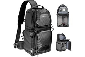 K&F CONCEPT Bolsa para Cámara Sling Camera Bolsa Bandolera Antirrobo 10L Foto Mochila Reflex Portátil, Bolsa de Cámara Compatible con DSLR SLR Cámara, Negro Estuche rígido