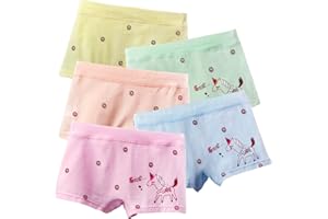 Auranso Girls Knickers 5 Pack Cute Cat Flying Horse Printed Toddler Girls Boxers Underwear Pants Kids Cotton Underpants Panties 3-11 Years