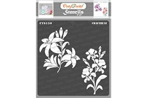 CrafTreat Lily Flower Stencils for Painting on Wood, Canvas, Paper, Fabric, Floor, Wall and Tile - Lily and Iris - 6x6 Inches - Reusable DIY Art and Craft Stencils iris for Painting Flowers