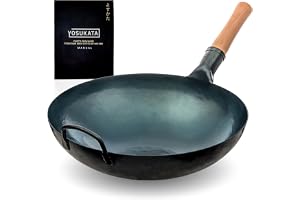 YOSUKATA Förbehandlad Wokpanna I Kolstål Med Rund Botten 36 Cm