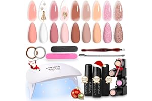 Lavender Violets Gel Nail Polish Kit Jelly Colors Semi-transparent,Portable LED Nail Lamp Dryer UV Nude Pink Clear Glitter Base/Matte/Glossy Top Coat Nail File Sticker Manicure Tool Gift for Women