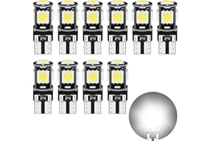 Safego 10 x LAMPADINE T10 W5W LED 194 168 cuneo Tipo 5 SMD 5050 bianco LED luci dell'automobile Bulb 12V diretto Replacment e Reverse Auto RV per Interni Segnale Segnale cuneo Tipo