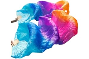 Leemiman 1 paire de voiles de danse du ventre 100 % soie bambou 1,8 m de long (L + R)