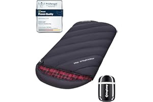 KingCamp Saco de Dormir XXL de Franela de algodón para Adultos, Saco de Dormir Grande de Invierno para Camping 4 Estaciones, Viajes y Actividades al Aire Libre, 220x100 cm