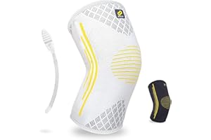 Bracoo Genouillères de Compression, avec Stabilisateurs Latéraux, pour Genou, Homme et Femme, Douleur, Arthrite, Ménisque, Sport, Course, KE92 (Gris, XL)