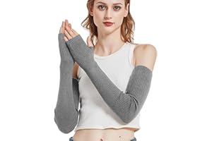 Novawo Wool Blend Warm Arm Warmers Long Fingerless Gloves for Women