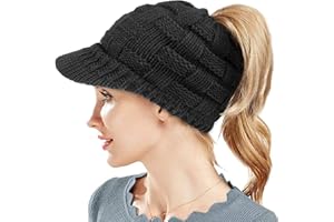 WKTRSM Kucyk czapka beanie damska czapka z daszkiem zimowa ciepła dzianina na zewnątrz narciarstwo czaszki czapki baseballowe niechlujny kok czapka