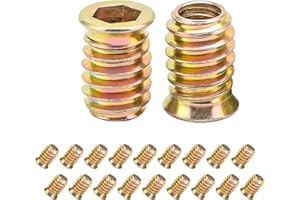 Qrity 20 Piezas Tuerca Hexagonal, Tuerca Manguito Hexagonal, Tuercas de Inserción Roscadas, M6x20mm Insertos Roscados, Tuerca de Inserción