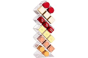 JessLab Lipstick Organizers and Storage, Acrylic Lipstick Holder Lip Gloss Tower Clear Cosmetic Fish Sticks Lip Makeup Organizer Lip Stick Storage for Bathroom Vanity Countertop, 16 Slots
