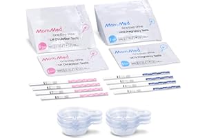 MOMMED Kit d'ovulation HCG15-LH40, 15 Tests précoces de grossesse bandelettes et 40 Tests d'ovulation en bandelette avec 55 cupules d'urine Test de grossesse précoce fiable et rapide