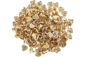 Ogquaton 200 Stücke Golden Tone Mini Herzförmige Brads, Metall Eisen Brads Papier Befestigungen für Scrapbooking Handwerk Verzierungen Neu Freigegeben