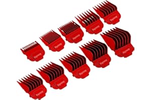 for Andis Magnetic Clipper Guards, KAYNWAY Professional Upgrade Magnetic Clippers Guards Comb Guides Set for Andis Master Clipper, 10PCS (Red)