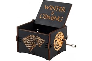 Cuzit Juego de Tronos Movie Tema Caja de Música Madera Grabado Mano Juguete Músico Invierno es un Gran Regalo para los Fans del Golf, Marido, Amigo, Padre y Padre Hombre Negro
