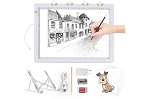 TOHETO A4 Leuchttisch mit Faltbarem Ständer, Adapter, Ultra-dünne Superhell Leuchtplatte, Diamond Painting Tisch Leuchtkasten, LED Lightbox Lightpad für Zeichnen, Diamantmalerei, Tätowierung (Weiß)