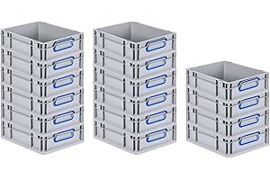 PROREGAL SuperSparSet 16x Eurobox NextGen Color | HxBxT 12x30x40cm | 11 Liter | Griffe blau geschlossen | Glatter Boden | Eurobehälter, Transportbox, Transportbehälter, Stapelbehälter