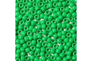 VOOMOLOVE 1000 PCS Green 6x9mm Pony Beads for Bracelets, Hair Braids, and Crafts - Plastic Hair Beads (Green)