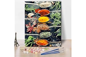 TISHIRON Malen nach Zahlen Erwachsene, Malen für Erwachsene - Kräuter & Gewürze Stillleben Gemälde, Kulinarische DIY Kunst Malen nach Zahlen - 16x20 inch / 40x50 cm