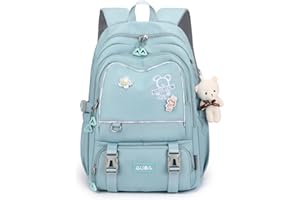 Amythe Girls School Bag, Kids Teens Backpacks with Cute Pendant, 31 Liters Book Bag for Primary Secondary School, Girls Water-Resistant Casual Rucksack for Travel