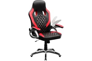 ‎HLONONE HLONONE Gaming Stuhl Ergonomischer Schreibtischstuhl Höhenverstellbarer Bürostuhl PC Stuhl mit Armlehnen, Gamer Stuhl bis 150 kg belastbar, Schwarz-Rot