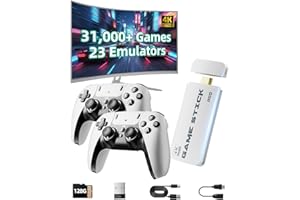 XYELLOWICON Retro Games Console – 4K HDMI TV Console with 31,000+ Built-in Games, 2 Wireless Controllers, 23 Emulators, 128GB Memory & Plug & Play