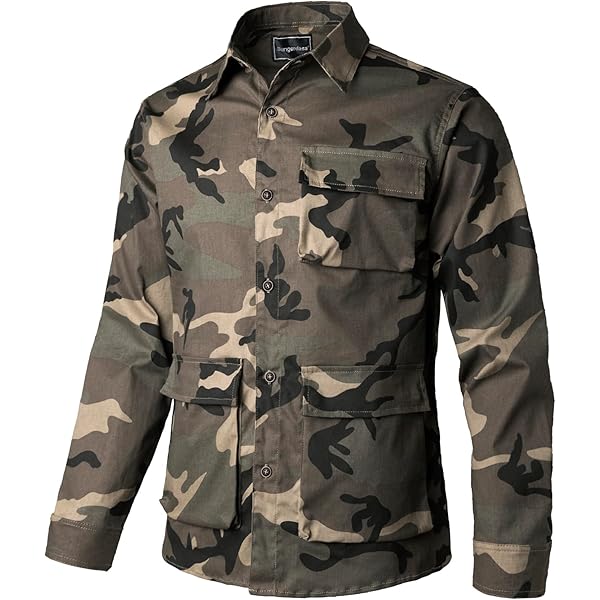 Best Camicia Mimetica New Arrivals Camicia Manica Lunga Cotone Militare Mimetica Verde Bottoni Abbigliamento Caccia