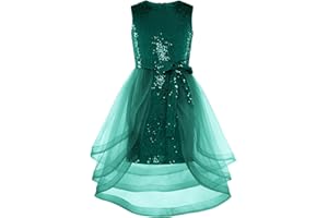 GRACE KARIN Mädchen Festliches Kleid Glitzer Pailletten Partykleider Rundhals Ärmellos Prinzessin Kleid Tüllkleid 6-13Jahre
